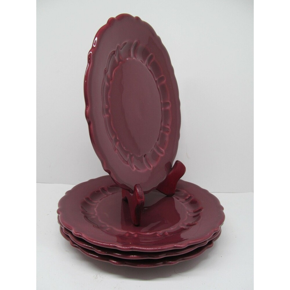 Cuisine Provencale Burgundy MATCERAMICA 8"  Salad plates bundle of 4 - Picture 9 of 11